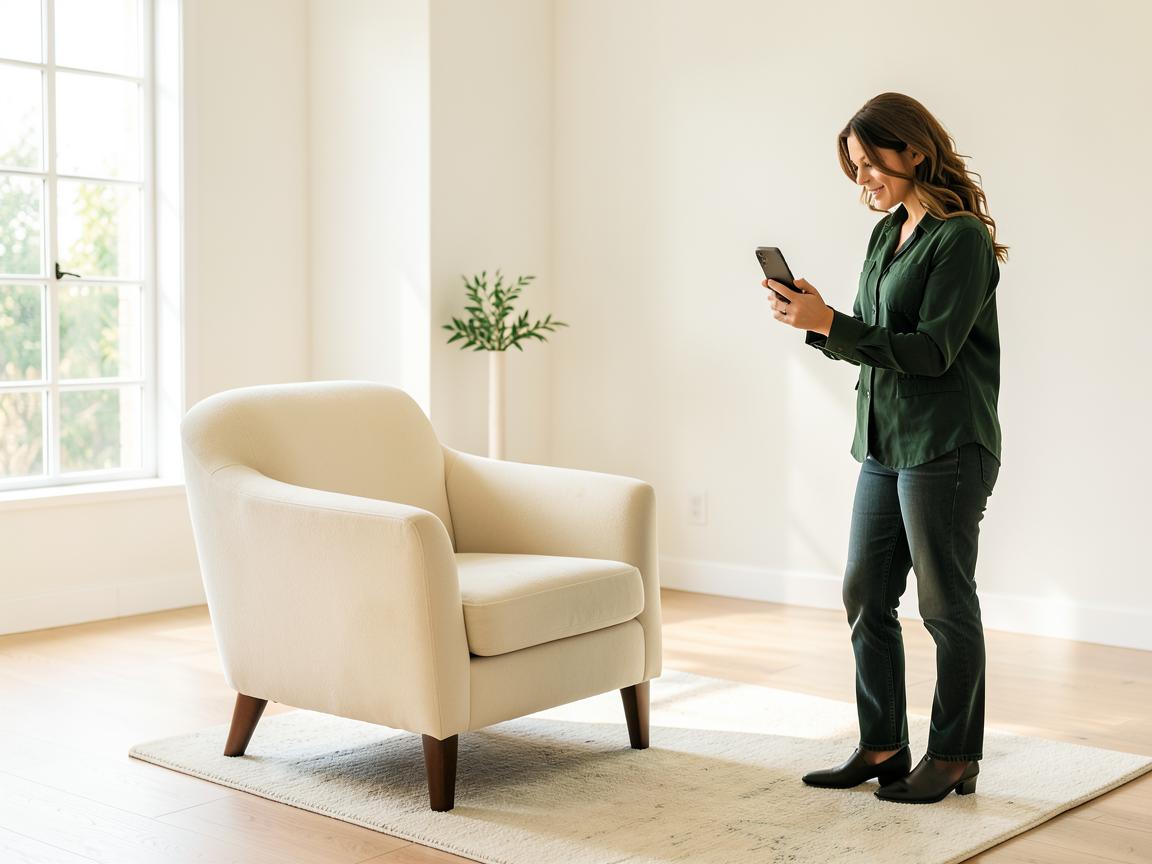 An armchair photographed at home to prepare a listing